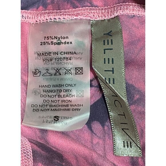 Yelete Active Pink Tye Die Cropped Athletic Leggings Pants Women’s Size Small. - Picture 3 of 6